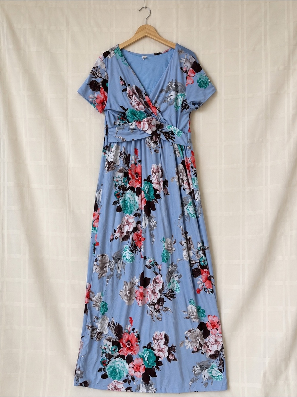 PinkBlush Maternity Medium Blue Floral Wrap Maxi Dress